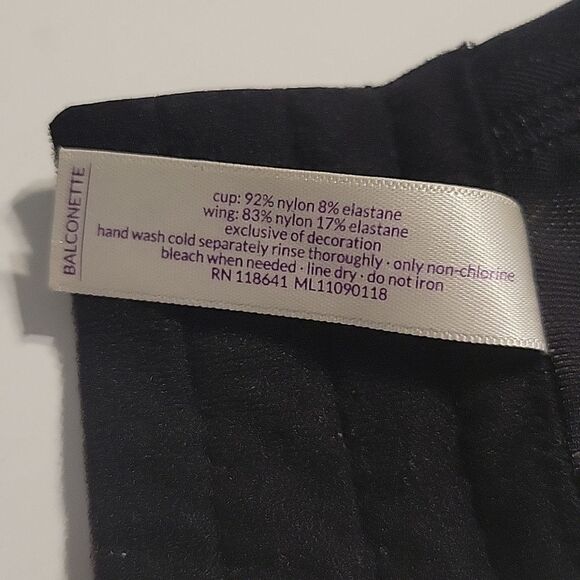 46D CACIQUE BALCONETTE BLACK MESH BACK SEXY UNDERWIRE BRA 46 D - Picture 6 of 6